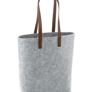 Vilten shopper Lederlook- tas grijs