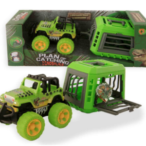 Auto jeep met aanhanger en dino 30 cm