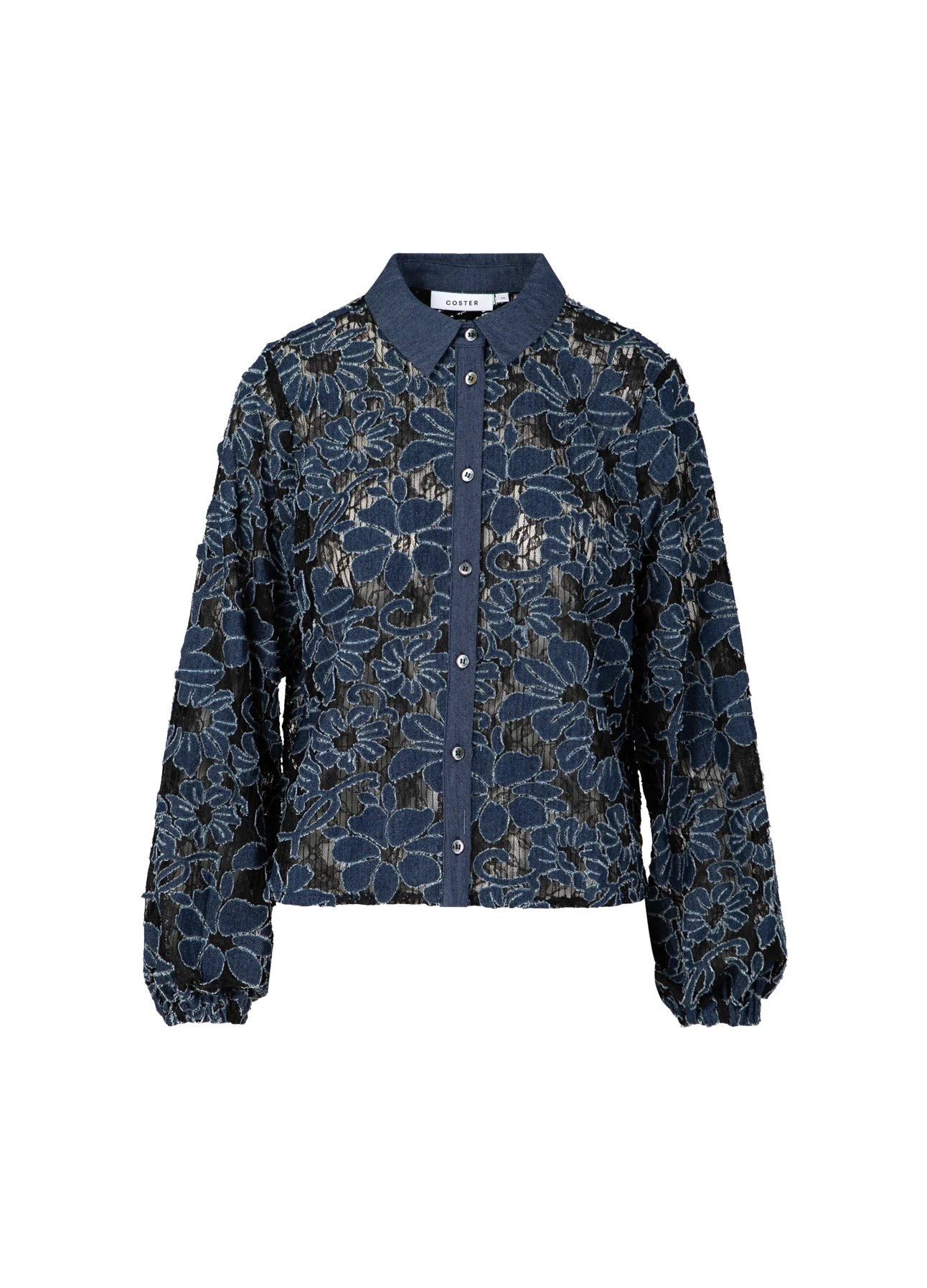 BLOEMSTRUCTUUR SHIRT - Blue denim flower - Afbeelding 8