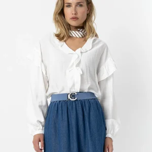 BLOES MET LANGEMOUWEN EN RUCHES - Off White