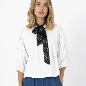 BLOUSE MET GEMENGDE PUFFY MOUWEN - Off White