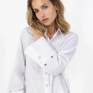 BLOUSE MET RUGPLOOIEN - White