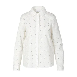 BLOUSE MET STIPPEN - GETAILLEERD - Sand / white dot