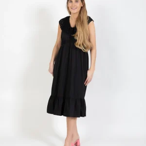 JURK MET BRODERIE ANGLAISE KRAAG - Black