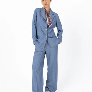 BROEK MET STIKSELS - PETRA FIT - Dusky blue