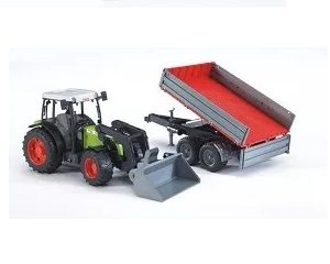 Bruder 2112 Claas Nectis 267F tractor met frontlader en aanhanger