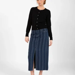 CC HEART ALAIA ROK LANG - Dark blue stripe denim