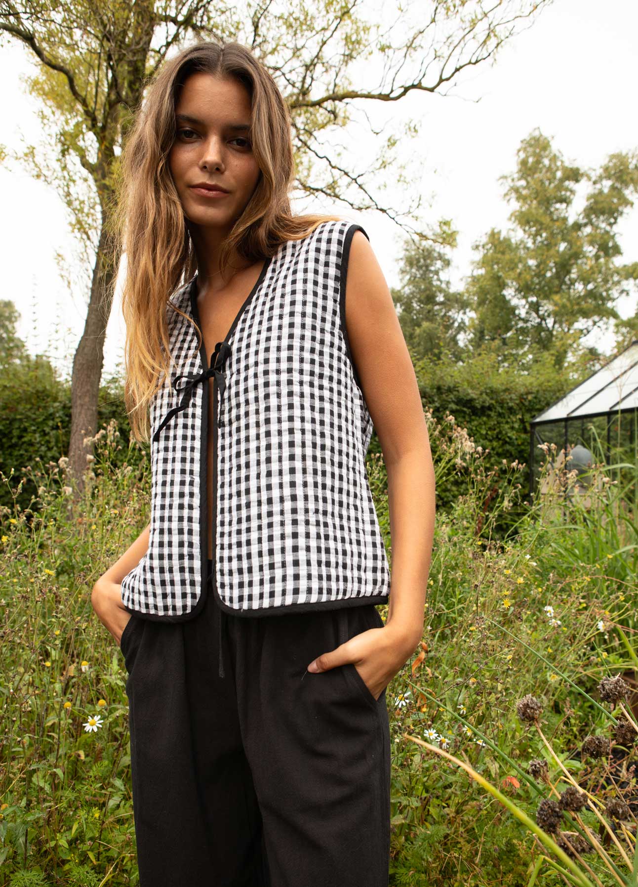 CC HEART ALENA GEWATTEERD VEST - Black/white check - Afbeelding 8