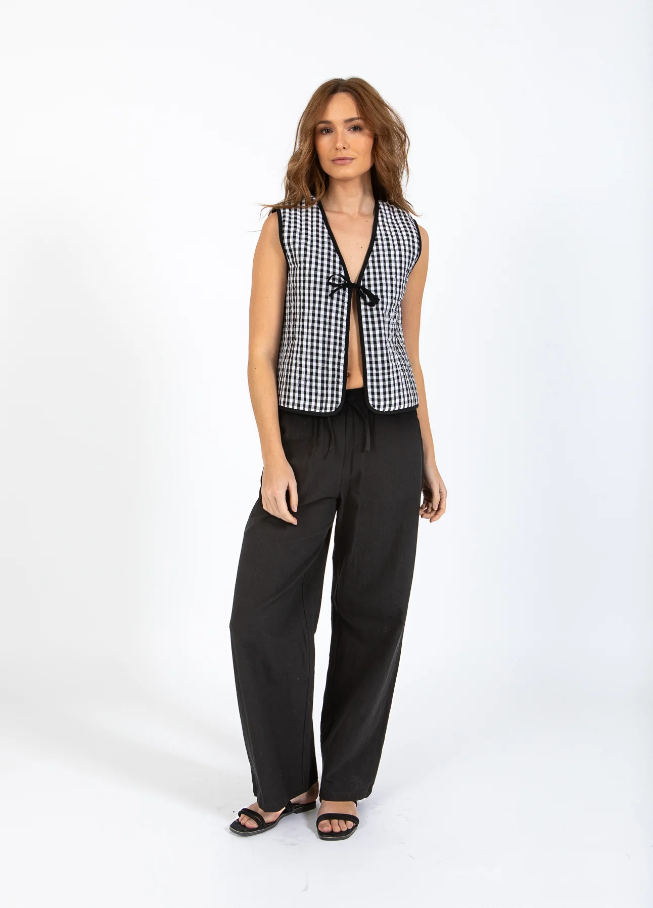 CC HEART ALENA GEWATTEERD VEST - Black/white check - Afbeelding 4
