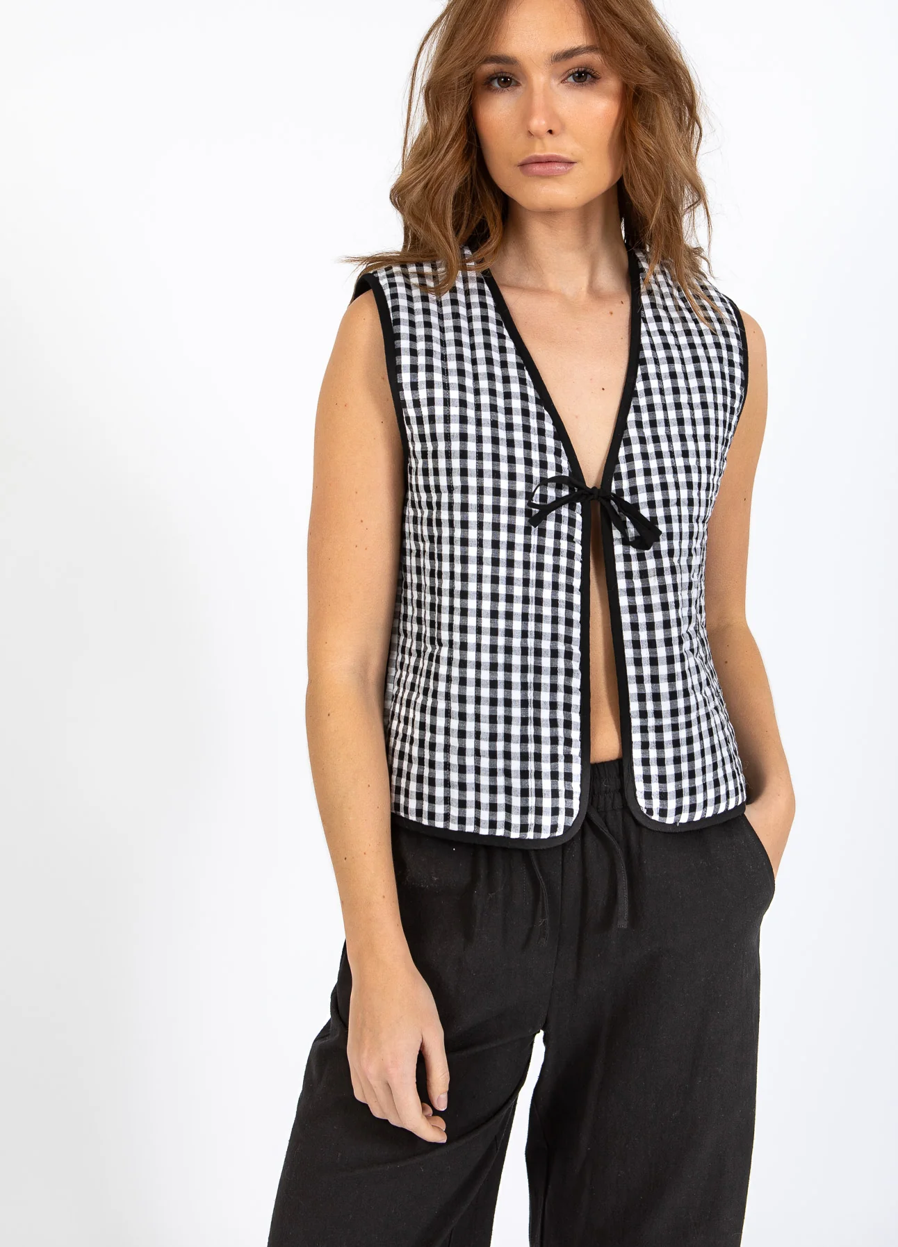 CC HEART ALENA GEWATTEERD VEST - Black/white check - Afbeelding 6
