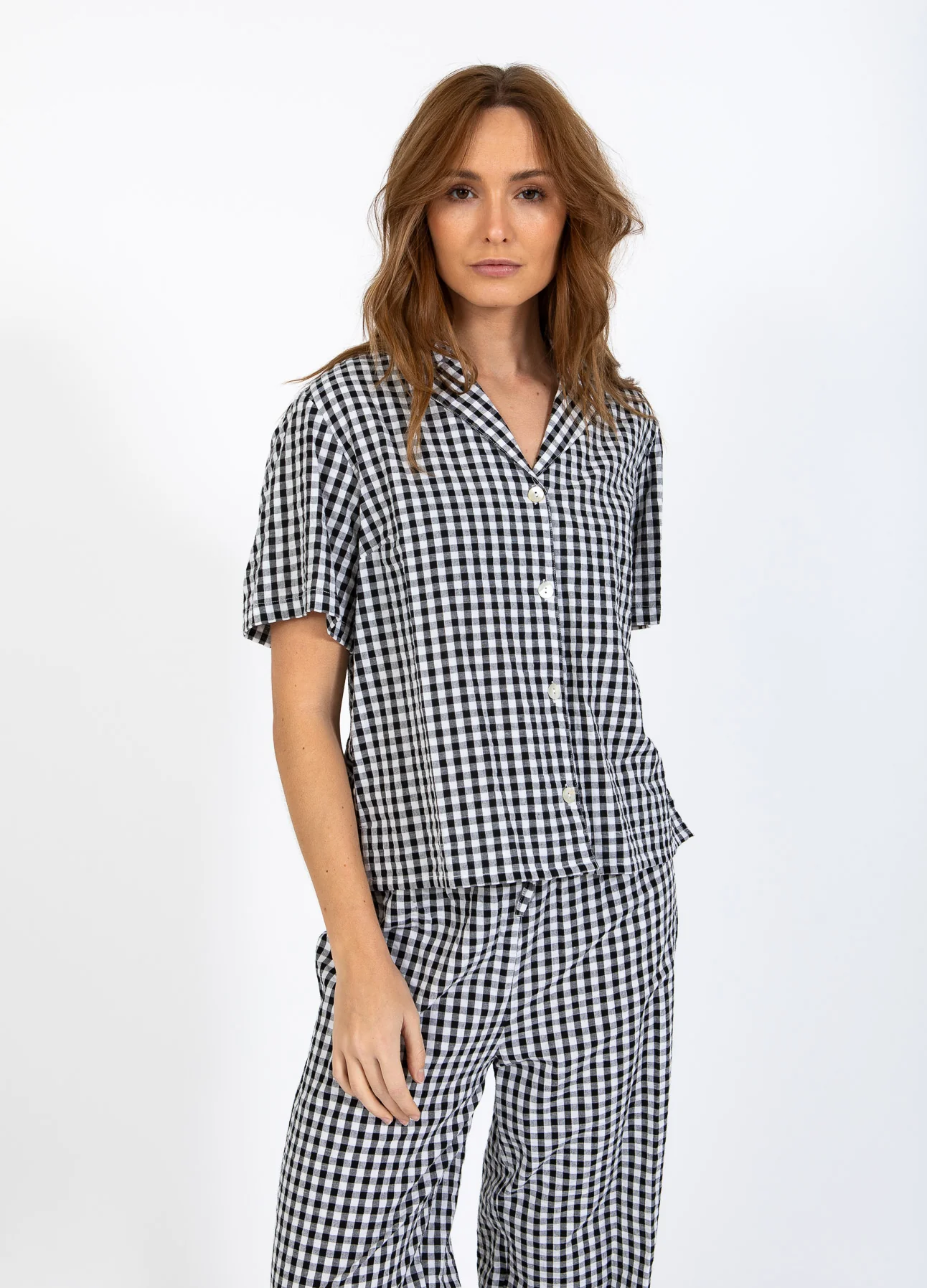 CC HEART ALENA KORTE MOUWEN SHIRT - Black/white check - Afbeelding 3