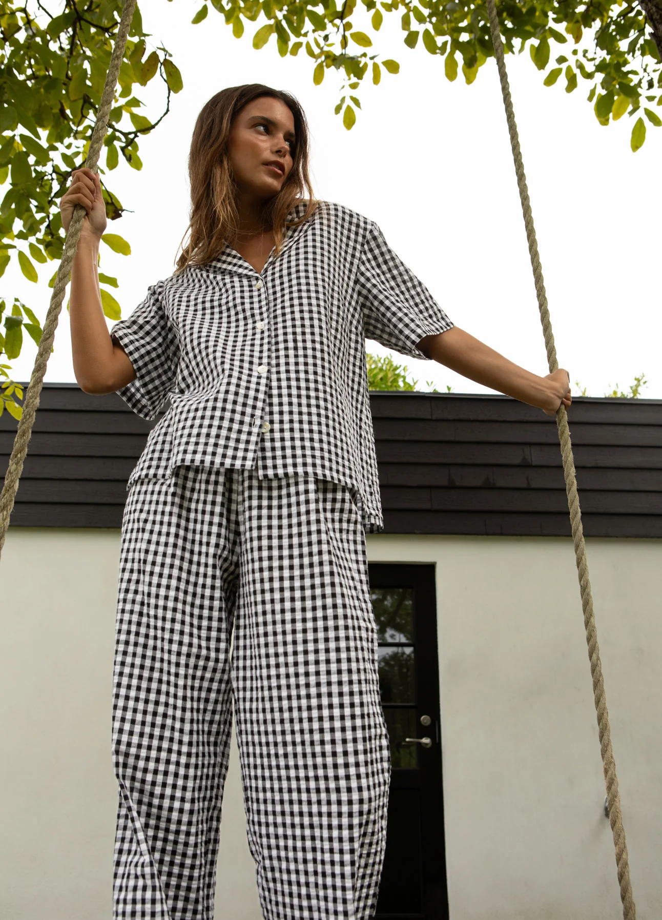 CC HEART ALENA KORTE MOUWEN SHIRT - Black/white check - Afbeelding 9
