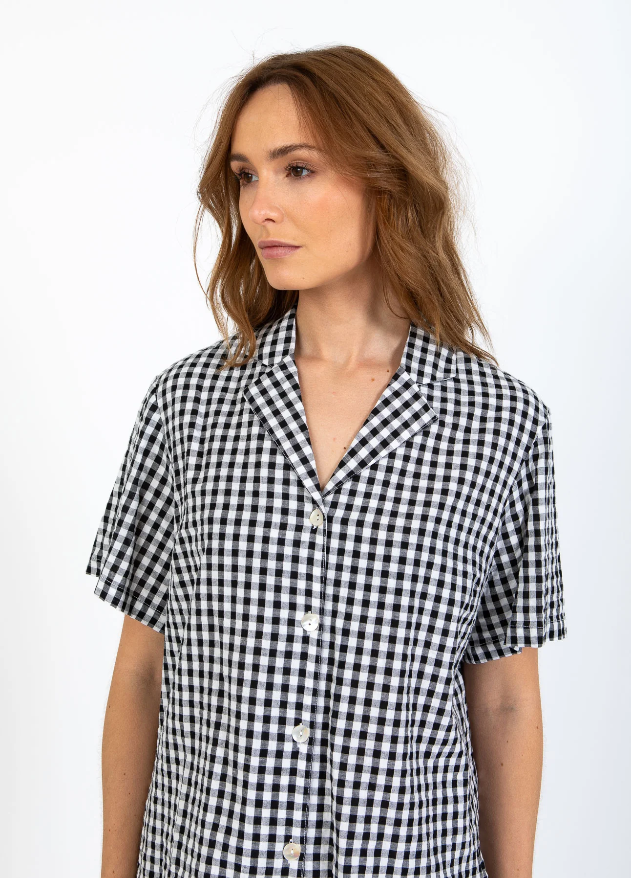 CC HEART ALENA KORTE MOUWEN SHIRT - Black/white check - Afbeelding 6
