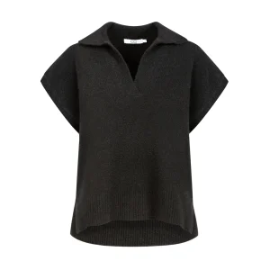 CC HEART EMERIE GEBREIDE POLO TOP - Black