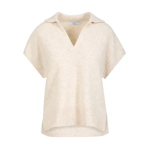 CC HEART EMERIE GEBREIDE POLO TOP - Off white melange