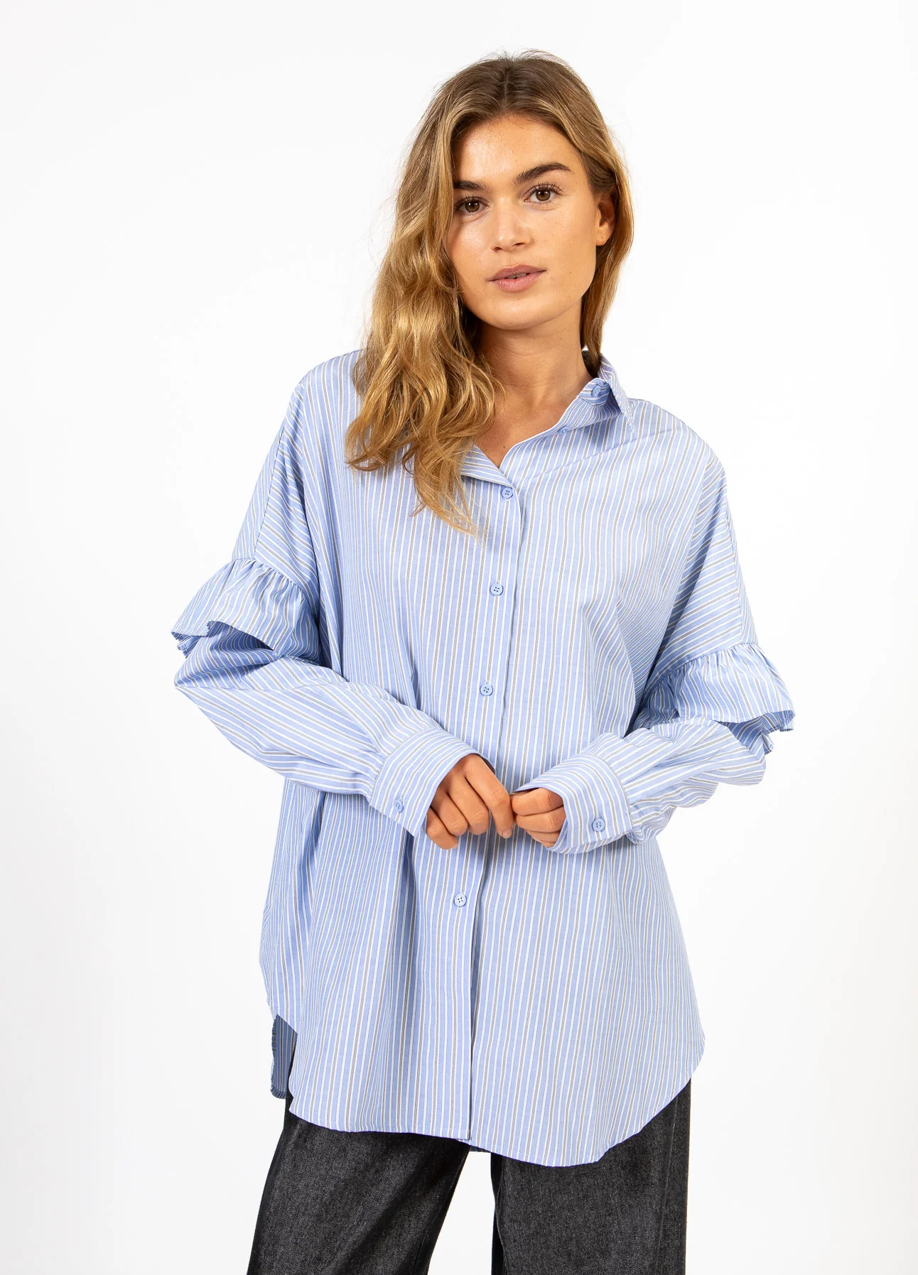 CC HEART GIA STREEP FRILL SHIRT - Afbeelding 4