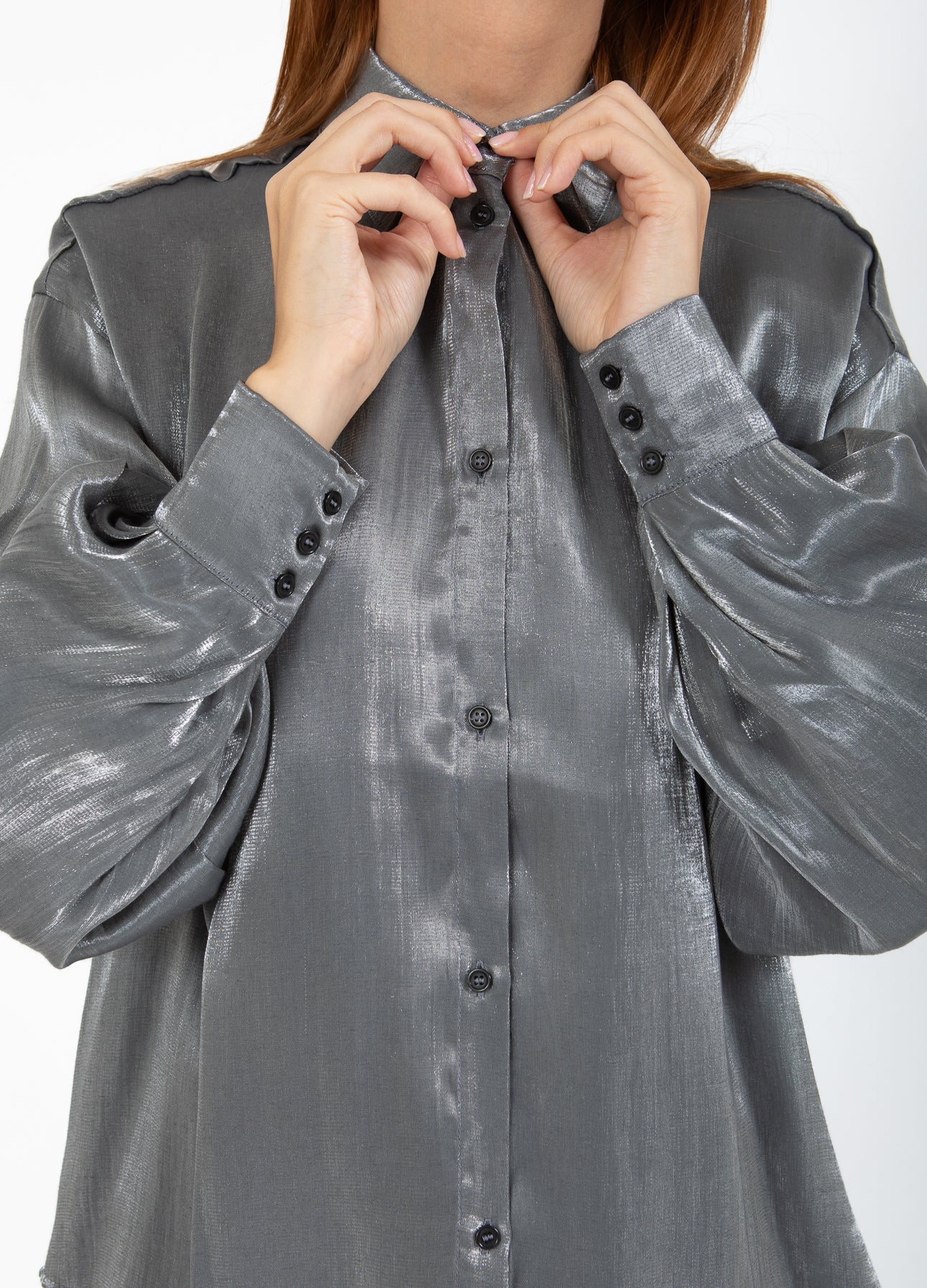 CC HEART JOLIE METALLIC SHIRT - Dark silver - Afbeelding 3