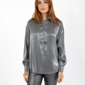 CC HEART JOLIE METALLIC SHIRT - Dark silver