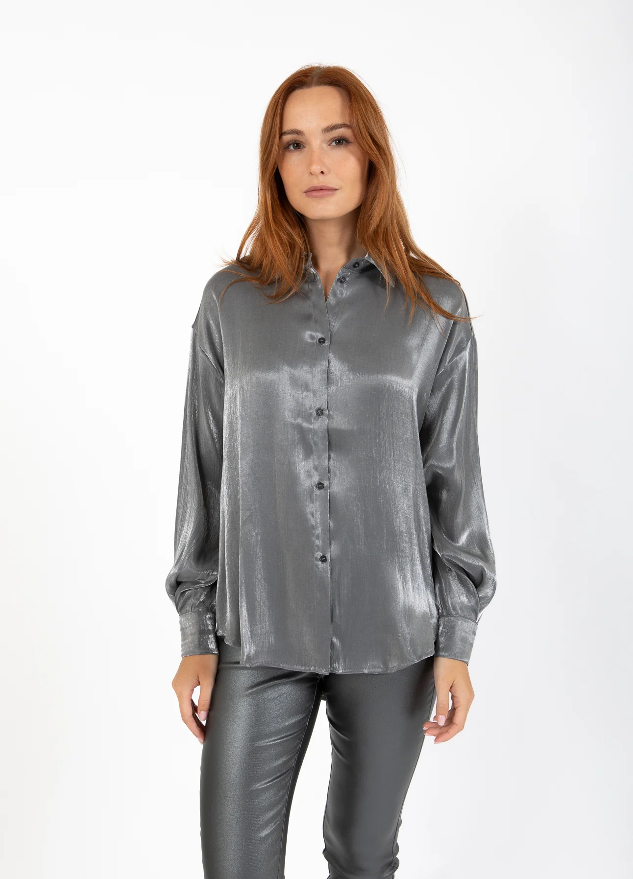 CC HEART JOLIE METALLIC SHIRT - Dark silver - Afbeelding 2
