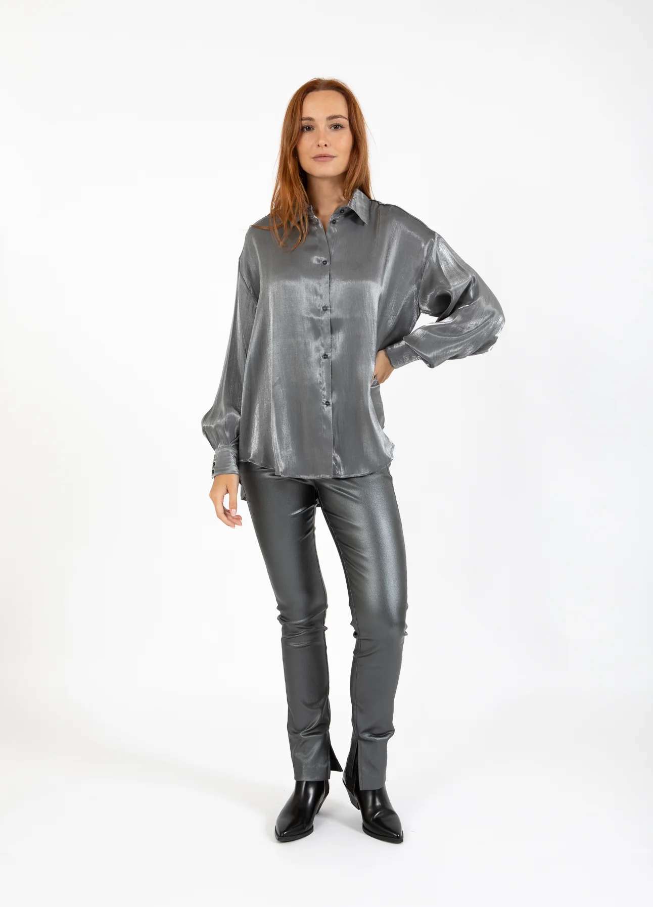 CC HEART JOLIE METALLIC SHIRT - Dark silver - Afbeelding 4