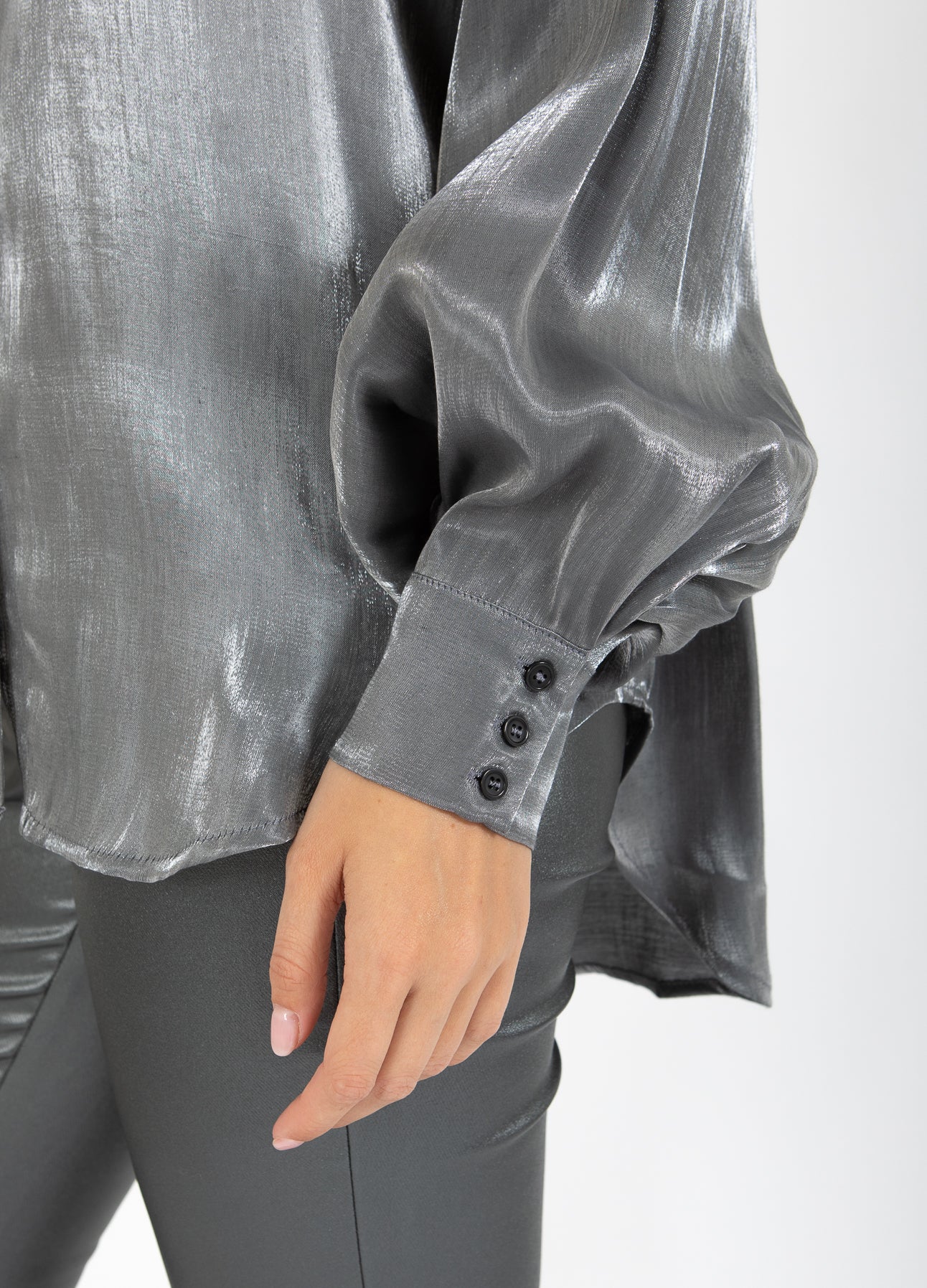 CC HEART JOLIE METALLIC SHIRT - Dark silver - Afbeelding 5