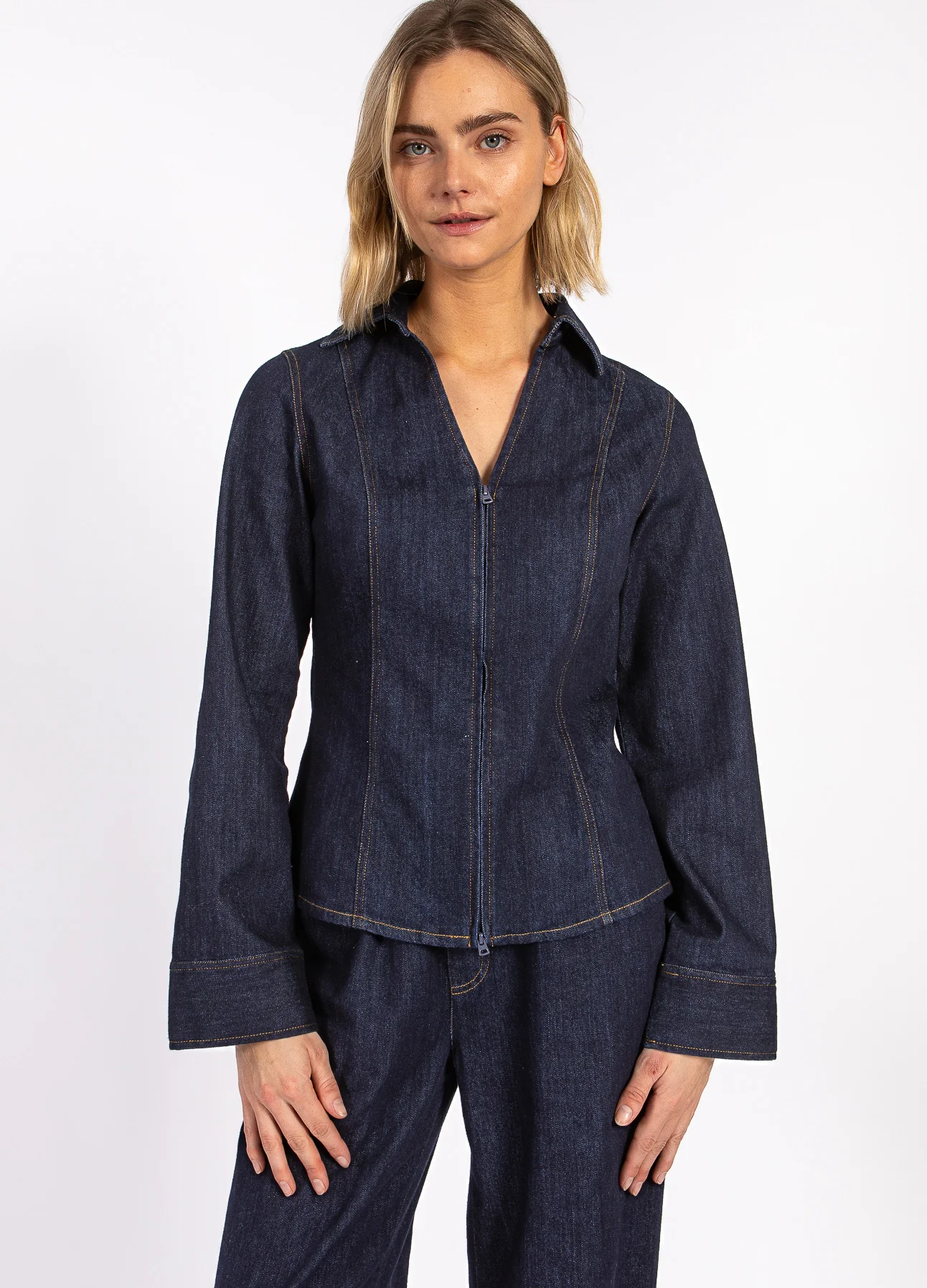 CC HEART KALANI DENIM RITSOVERHEMD - Dark denim blue - Afbeelding 4
