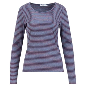 CC HEART KAROLINE RIB TEE - Blue melange/bordeaux stripe