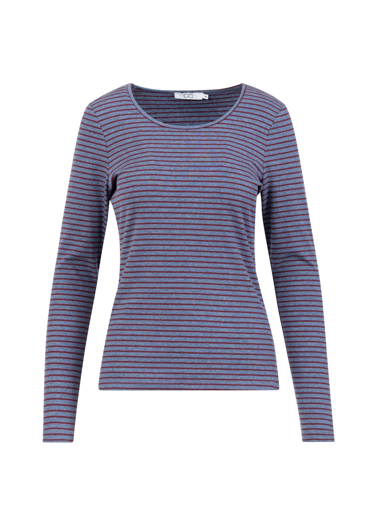 CC HEART KAROLINE RIB TEE - Blue melange/bordeaux stripe - Afbeelding 2