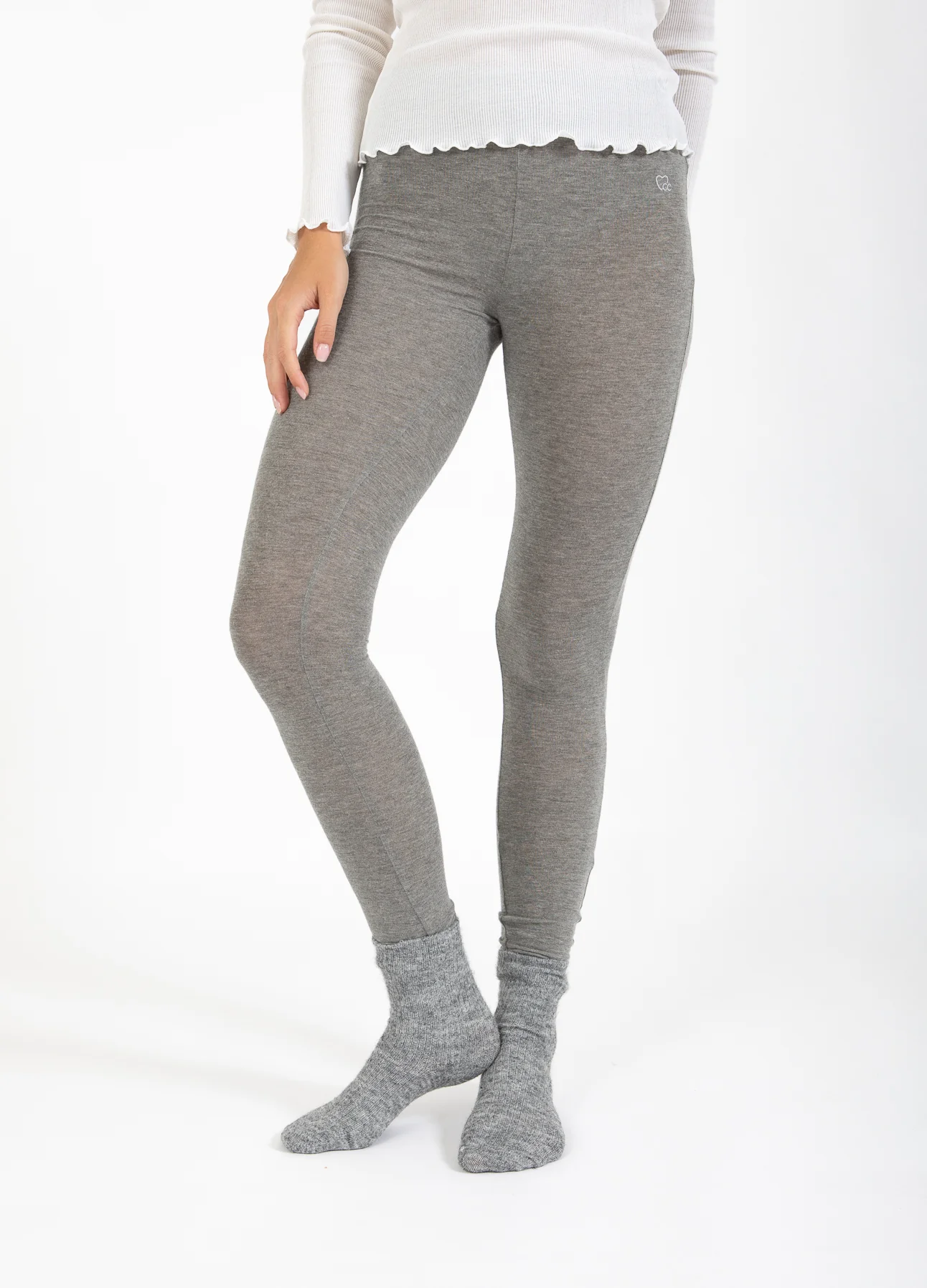 CC HEART LANA WOLLE LEGGINGS - Grey melange - Afbeelding 4