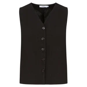 CC HEART SCOUT LINNEN-LOOK VEST TOP - Black