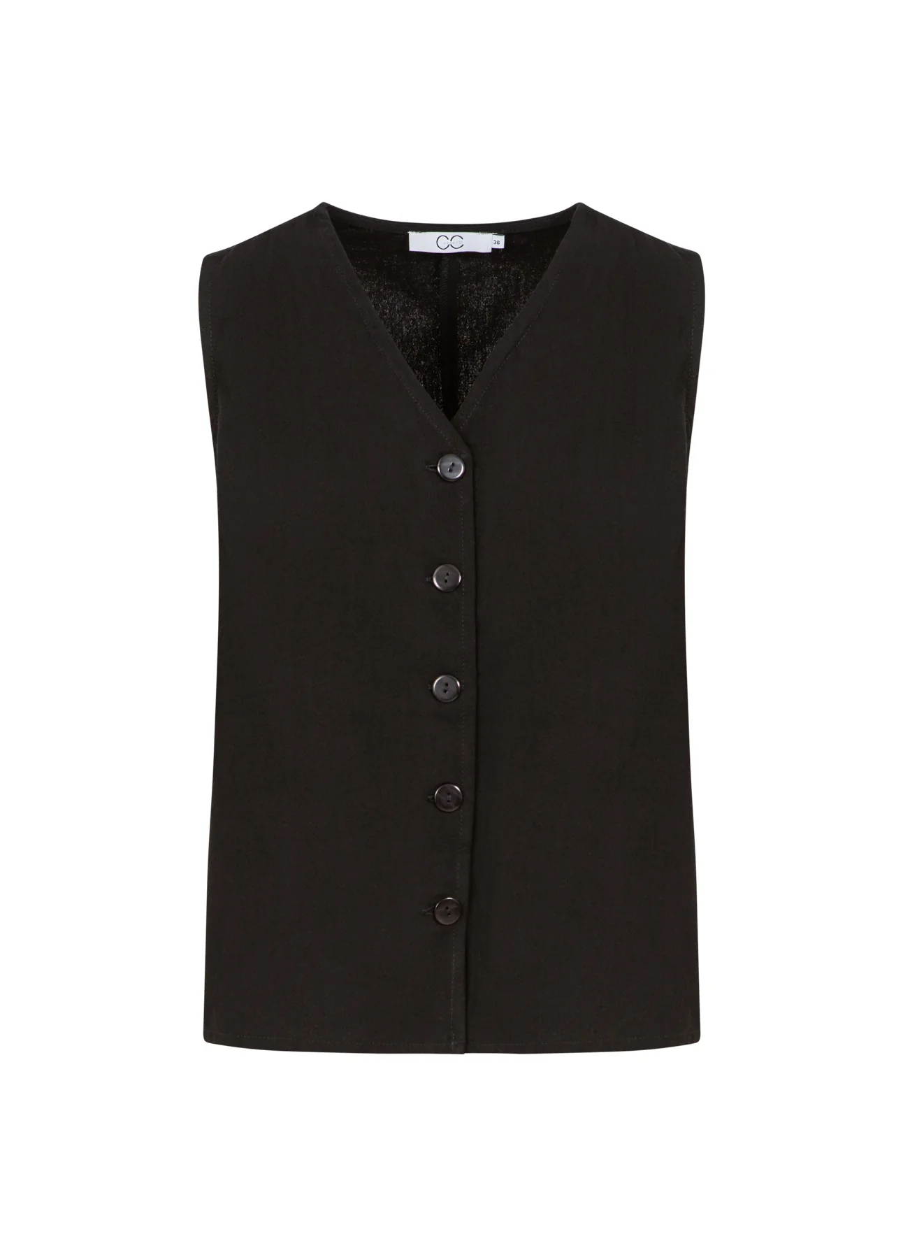 CC HEART SCOUT LINNEN-LOOK VEST TOP - Black