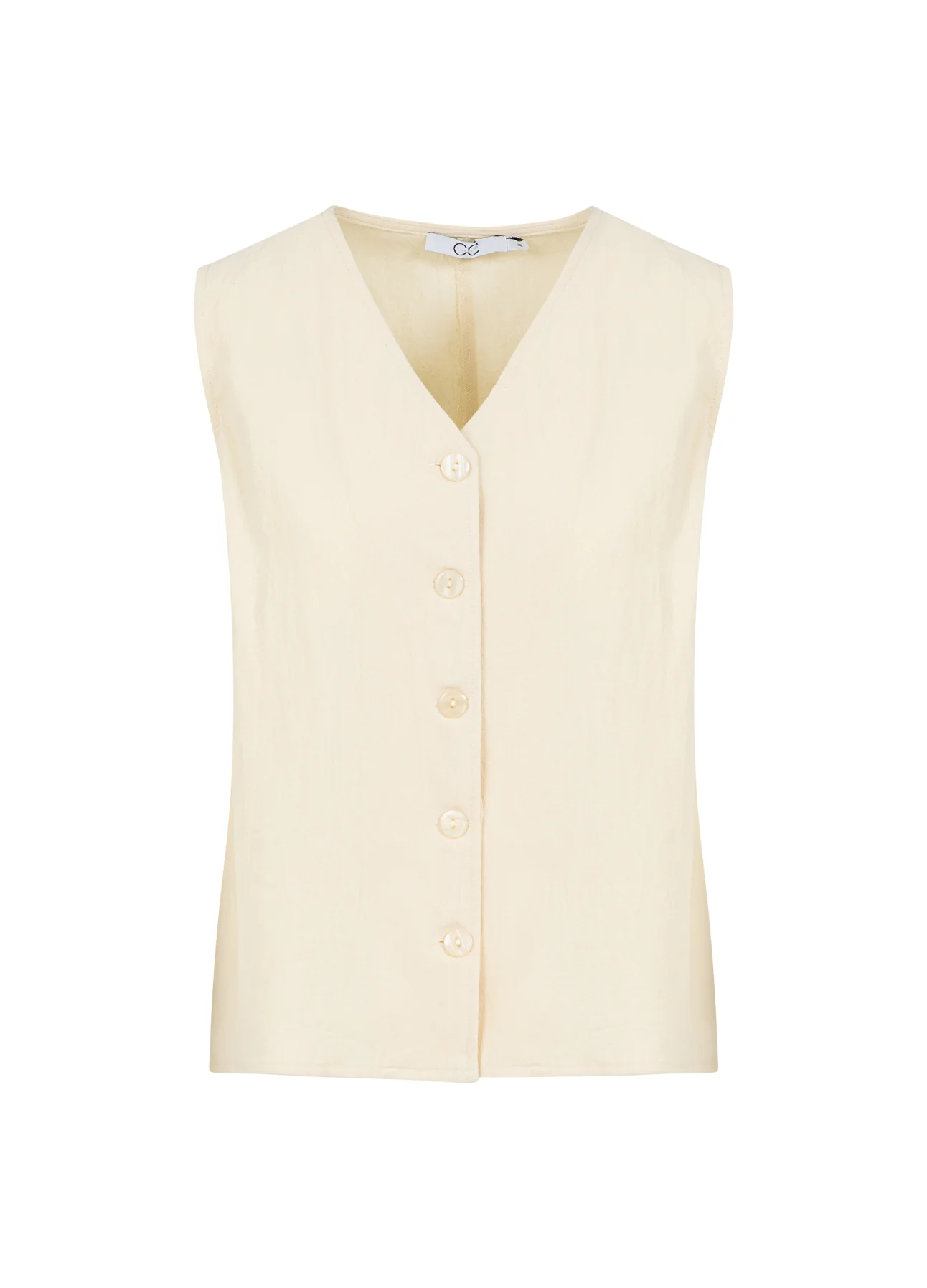 CC HEART SCOUT LINNEN-LOOK VEST TOP - Light honey
