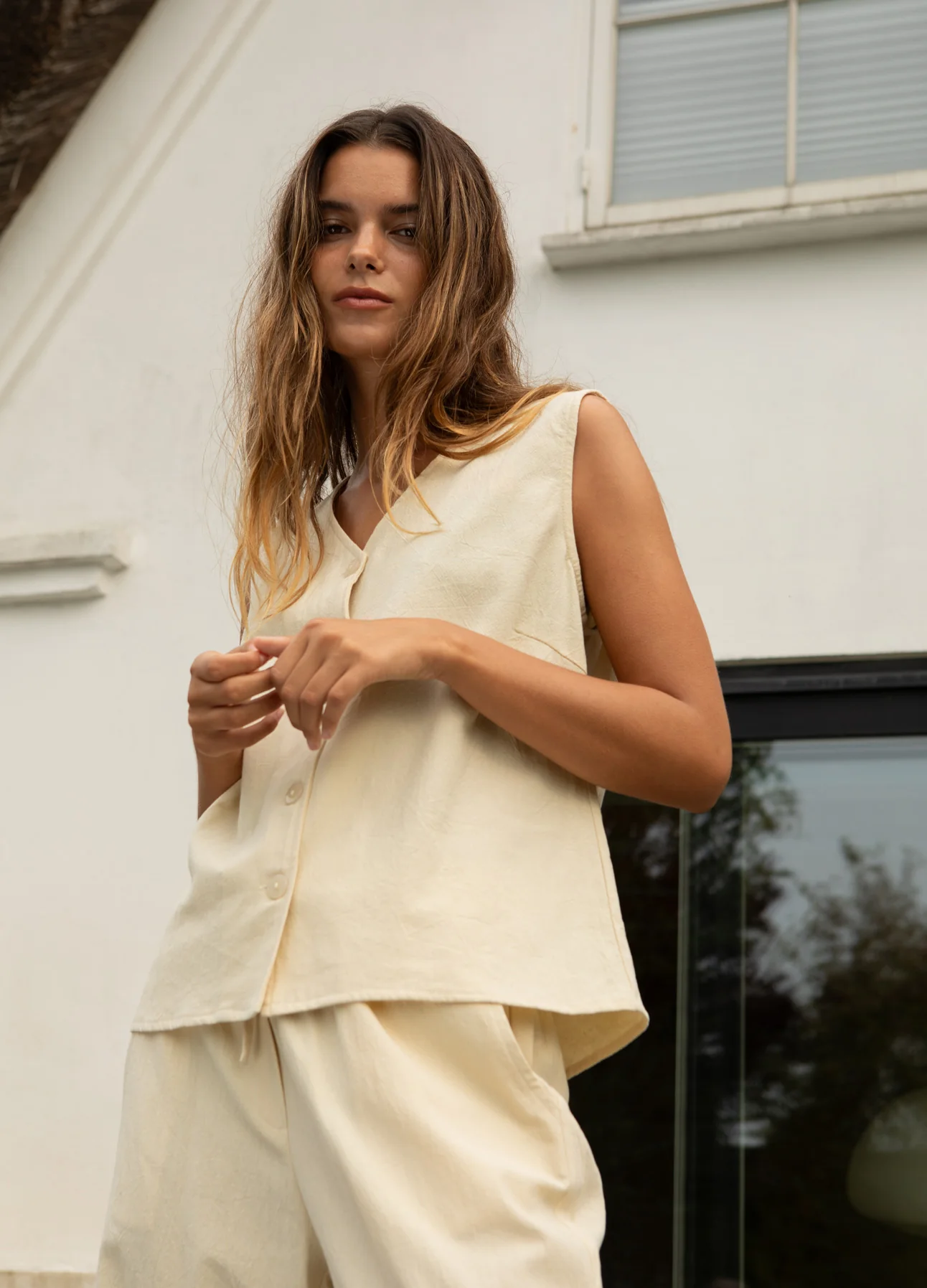 CC HEART SCOUT LINNEN-LOOK VEST TOP - Light honey - Afbeelding 4