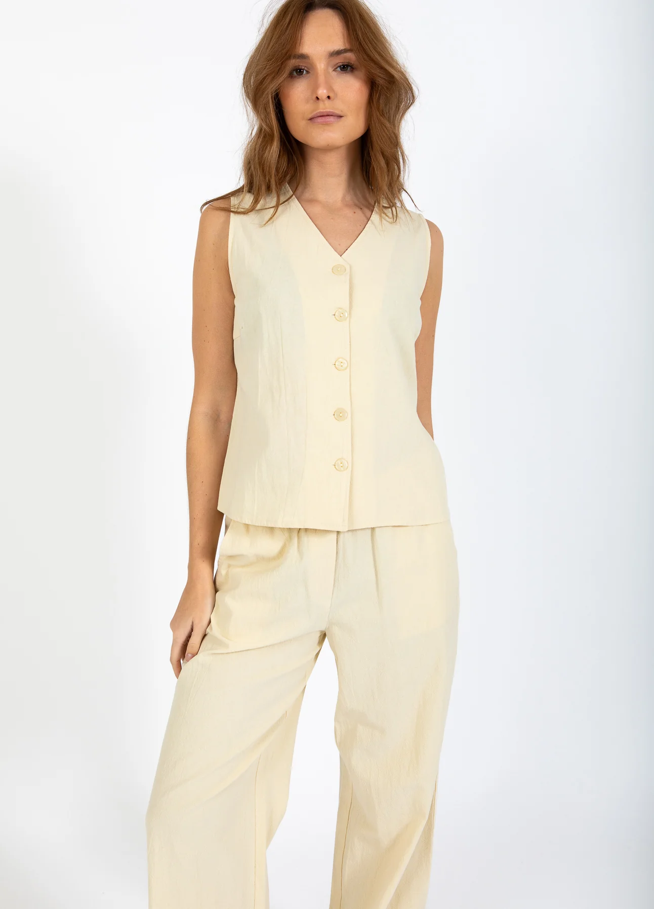 CC HEART SCOUT LINNEN-LOOK VEST TOP - Light honey - Afbeelding 9