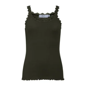CC HEART ZIJDE TANKTOP MET KANT - Hunter Green