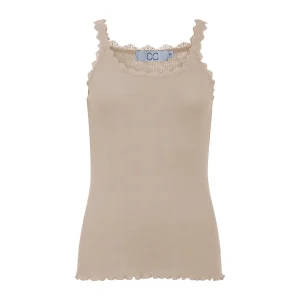CC HEART ZIJDE TANKTOP MET KANT - Tan
