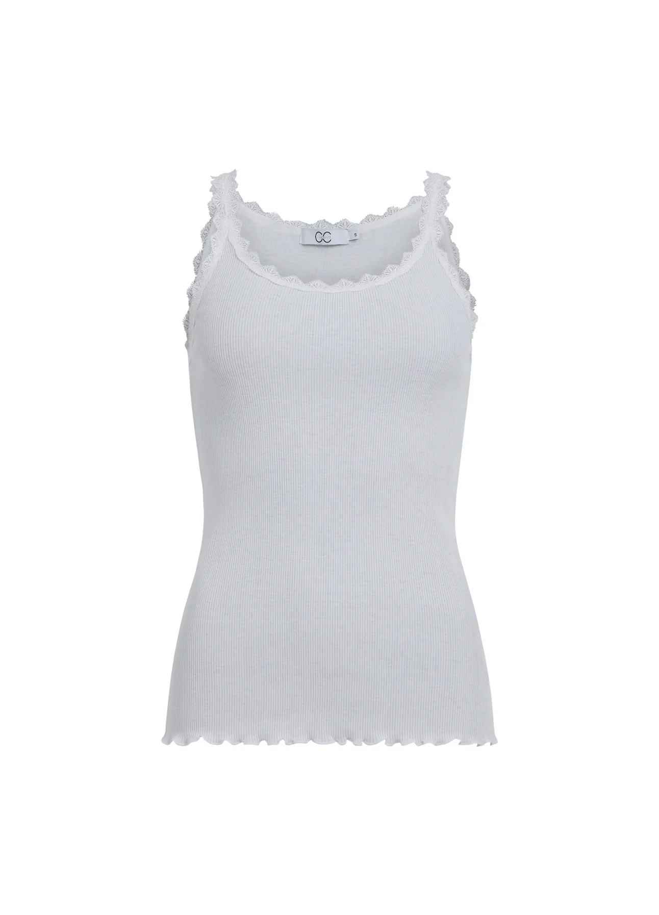 CC HEART ZIJDE TANKTOP MET KANT - White