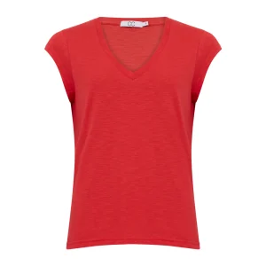 CC HEART V-HALS T-SHIRT - Papaya pink