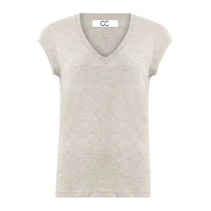 CC HEART V-HALS T-SHIRT - Light grey melange