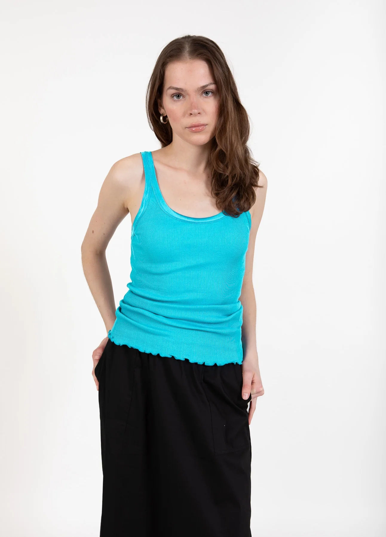 CC HEART ZIJDEN TRÄGERTOP - Aqua blue - Afbeelding 3