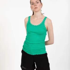 CC HEART ZIJDE TANKTOP MET KANT - Emerald green