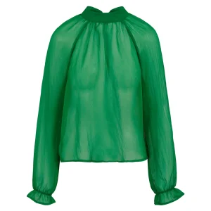 CHIFFON BLOUSE - Metallic green