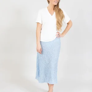 GERIMPELDE ROK - Light blue