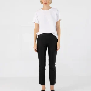 CROPPED LEDEREN LEGGING - Black