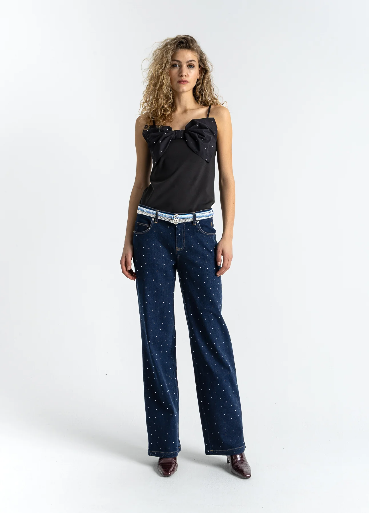 DENIM BROEK MET STUDS - PETRA FIT - Eclipse blue - Afbeelding 3