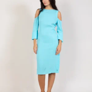 DRESS WITH KNOPEN DETAIL - Aqua blue