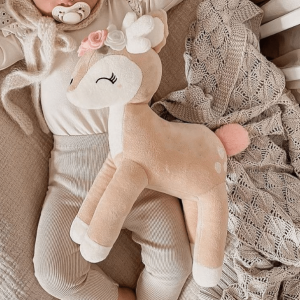 Plush Deer met bloemenkrans Rose-wit (Metoo Doll)
