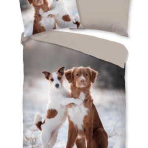 Dekbedovertrek hondjes in de sneeuw met naam