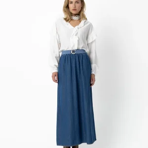 ELLIS DENIM ROK - Denim blue