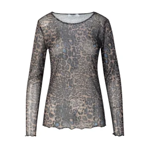 EVE MESH BLOUSE - Big leo print blue